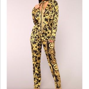 Classy Black & Gold Satin Two Piece Set 👑